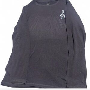 GoodFellow & Co Black long sleeve shirt with blue music note design #musiclover